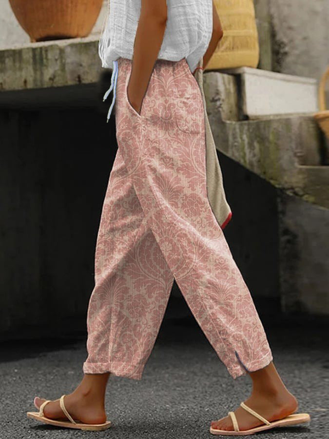 3D Large Print Minimalist Rolled Hem Casual Pants