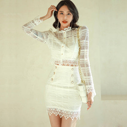 Elegant Lace Short Coats and Body Con Skirts