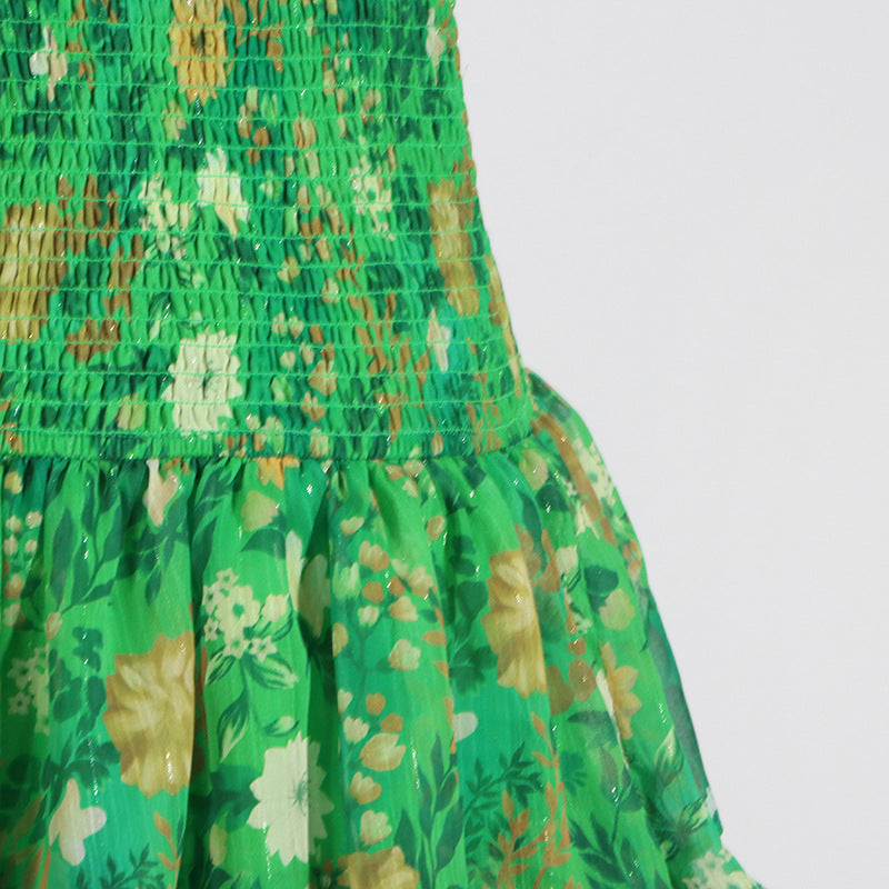 Designed Green Elegant Off-Shoulder Strapless Chiffon Maxi Dress
