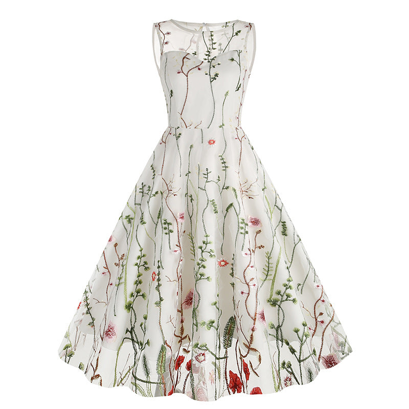 Vintage Sleeveless Embroidery Dresses-Dresses-Free Shipping at meselling99