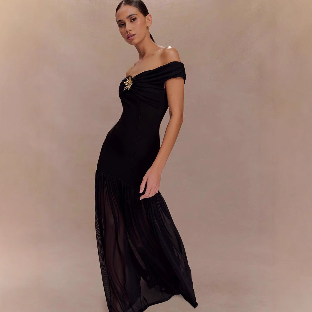 Elegant Floral Strapless Bodycon Dress
