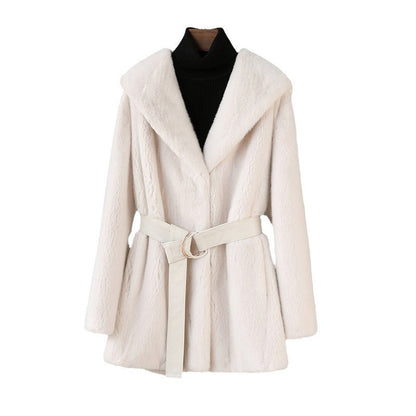 Casual Faux Fur Midi Length Jacket Coats