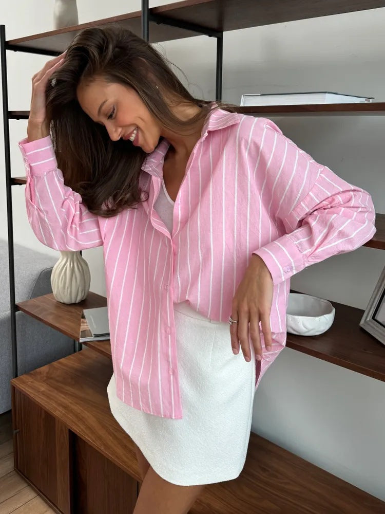 Women's Summer New Long Sleeve Cardigan & Striped Shirt