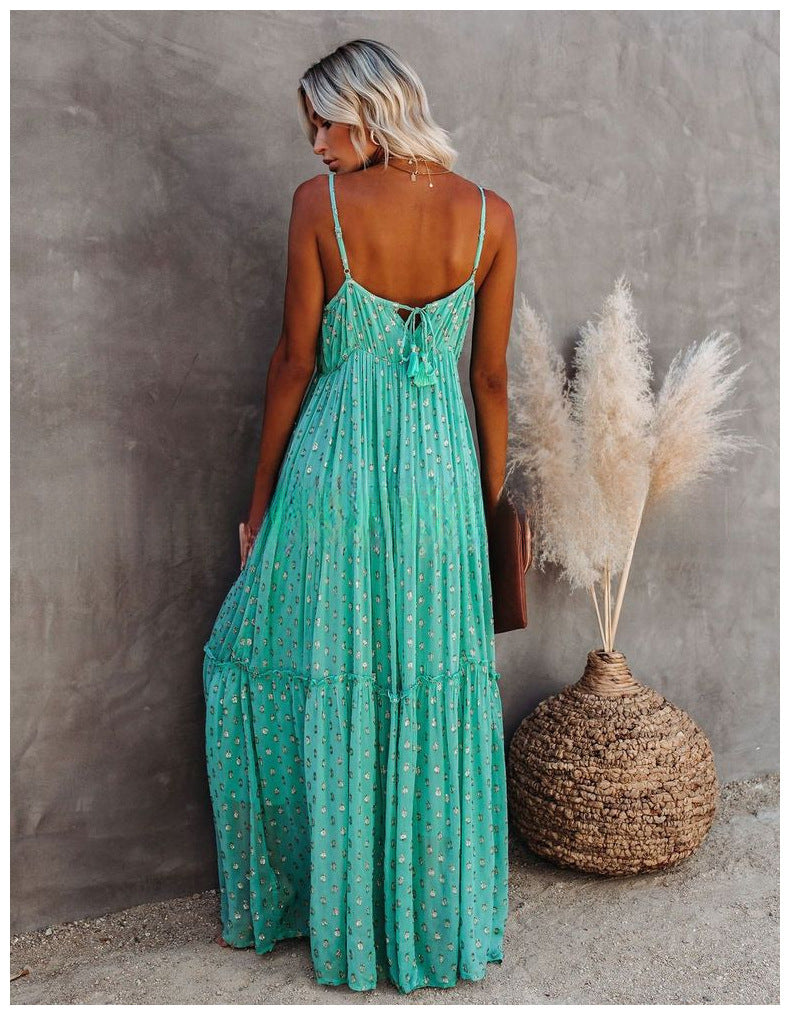 Women's Casual Leopard Print Green Dress