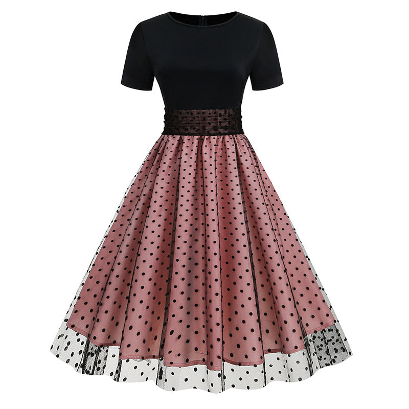 Vintage Short Sleeves Women Midi Dresses-Dresses-Blue-S-Free Shipping at meselling99