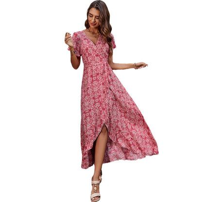 Summer V Neck Short Sleeves Beach Dresses