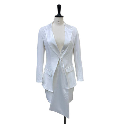 Elegant Women Two Pieces Blazer and Skirts for Women-Dresses-White-S-Free Shipping at meselling99