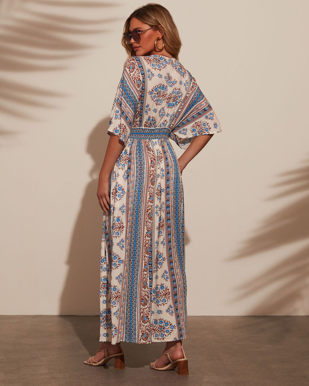Summer Floral Print V-Neck Sleeveless Maxi Dress