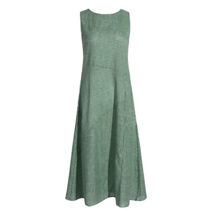 Women's Striped Sleeveless V-Neck Slim-Fit Plus Size Dress