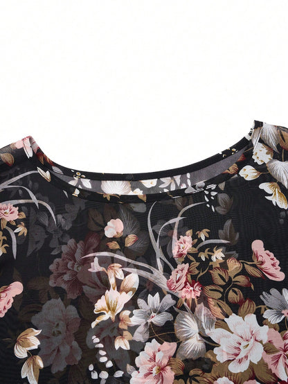 Women's Sheer See-Through Chiffon Blouse