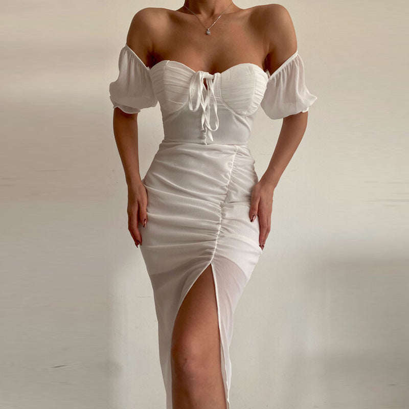 Sexy Off The Shoulder Lace Up Tight Mini Dresses-Dresses-Free Shipping at meselling99