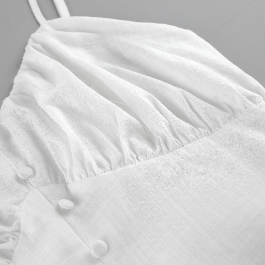 Summer Cotton Spaghetti Straps White Mini Dresses
