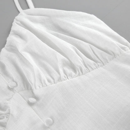 Summer Cotton Spaghetti Straps White Mini Dresses