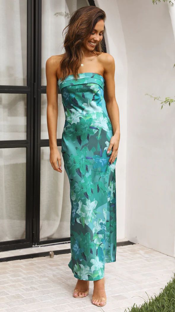 Elegant Satin Bandage Backless Tube Dress with Floral Print