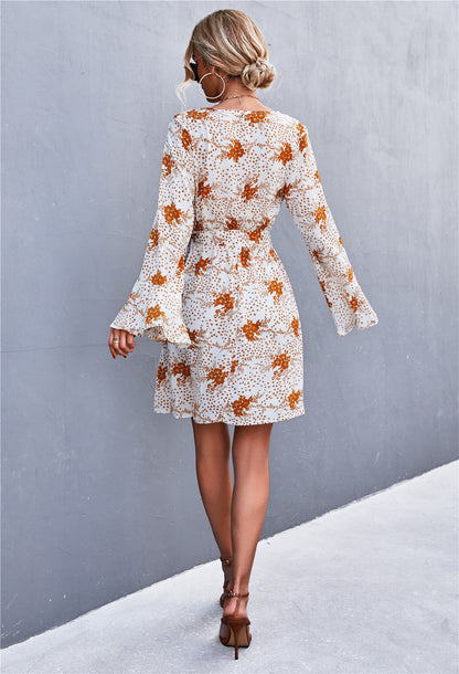Casual Trumpet Sleeves Bangdage Dresses