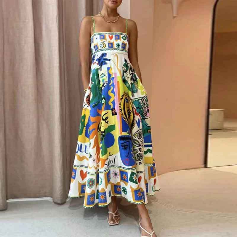 Elegant High-Waist Floral Print Sundress
