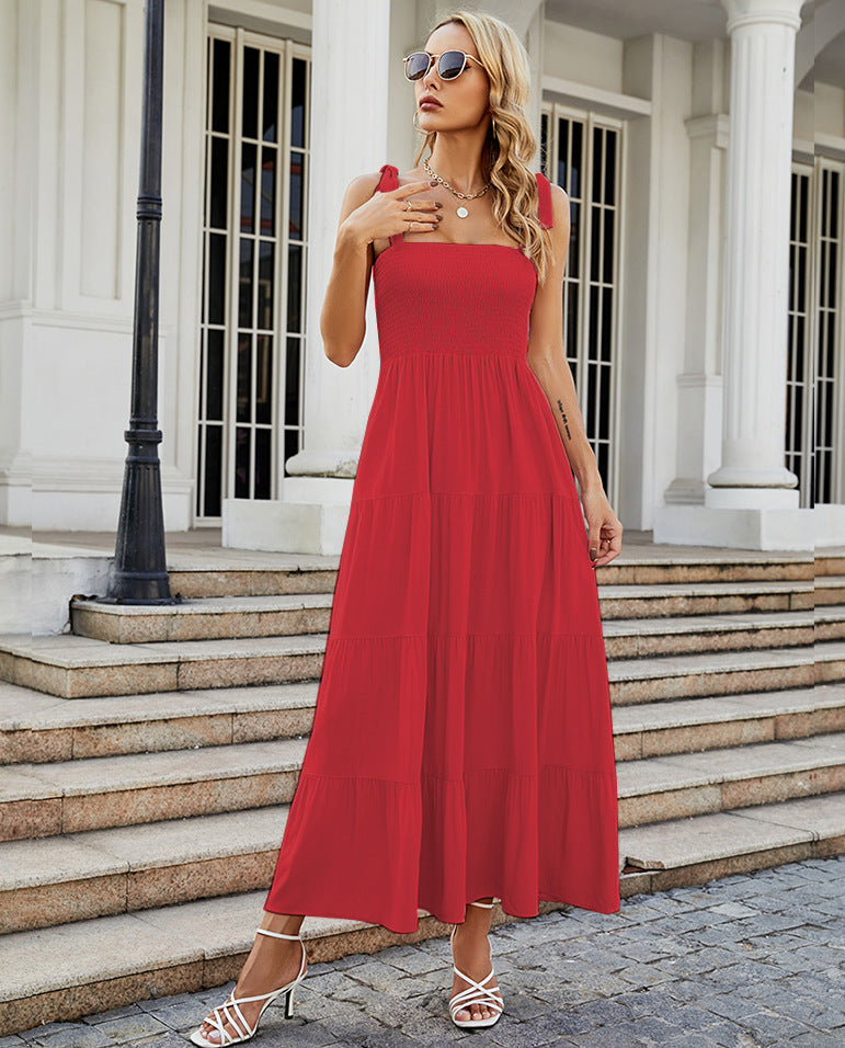 Women's Sexy Backless Print Vacation Style Strappy Dress