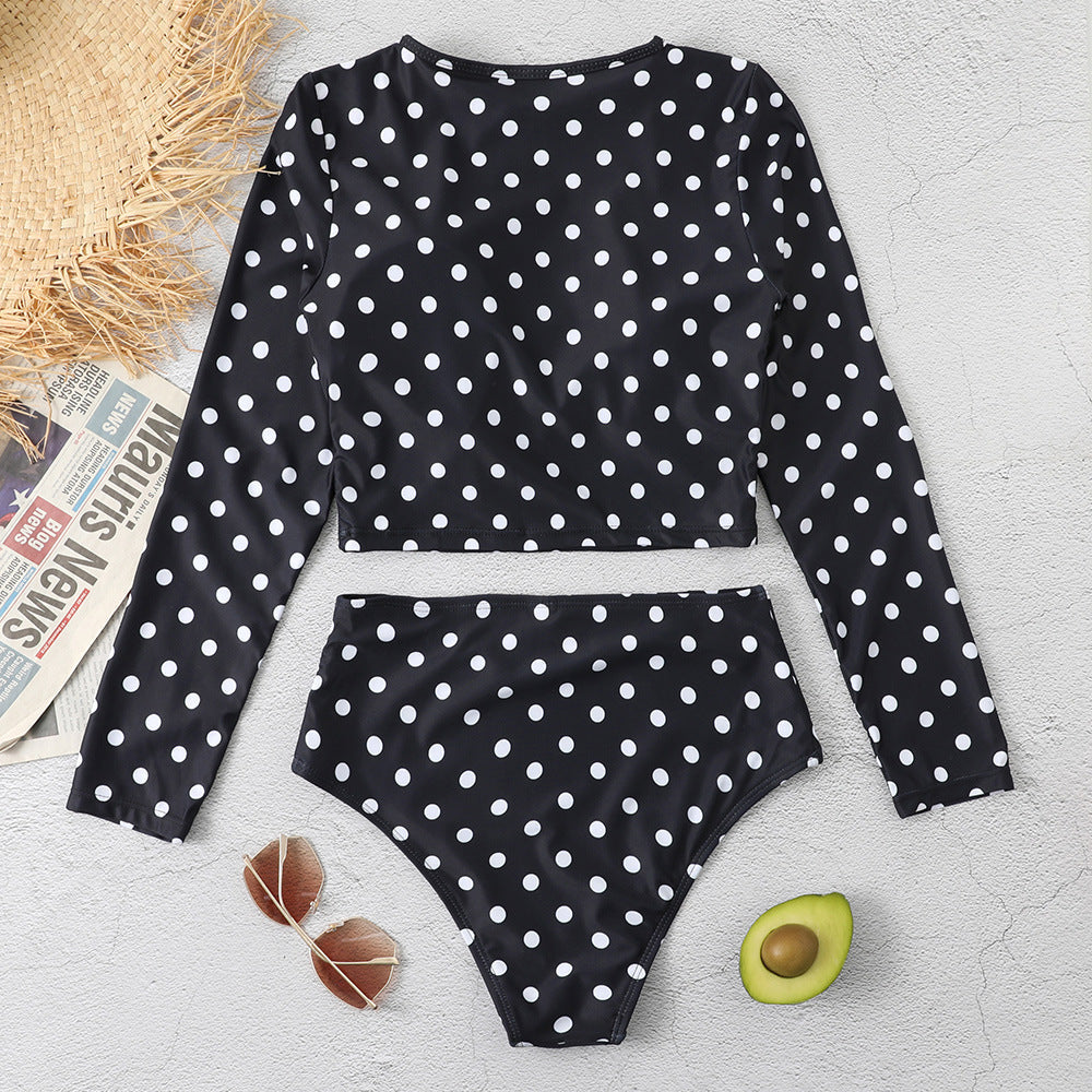 Black Dot Long Sleeves Surf Wear for Women