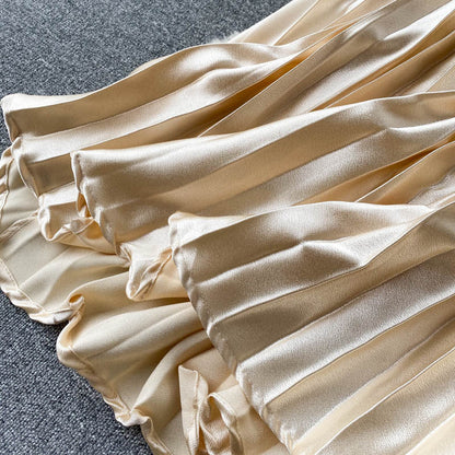 Luxury Heavy-Duty Pleated Midi A-Line Skirt