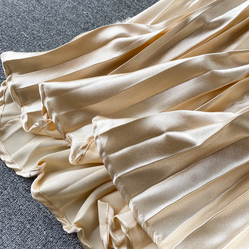 Luxury Heavy-Duty Pleated Midi A-Line Skirt