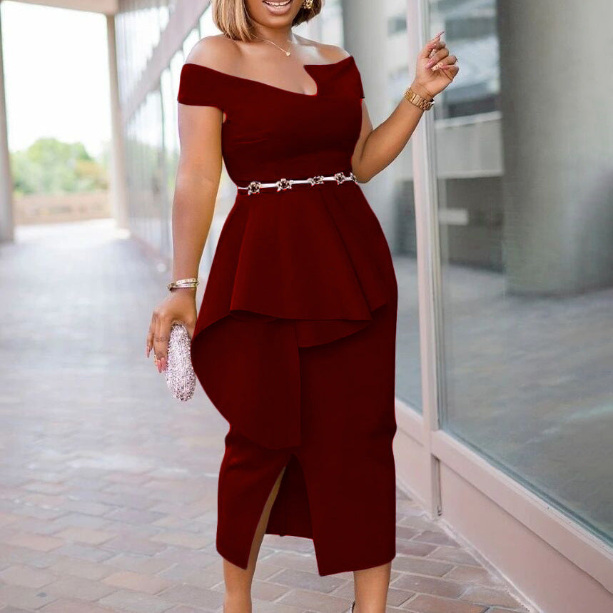 Fashion High Waist Plus Sizes Midi Party Dresses-Dresses-Free Shipping at meselling99