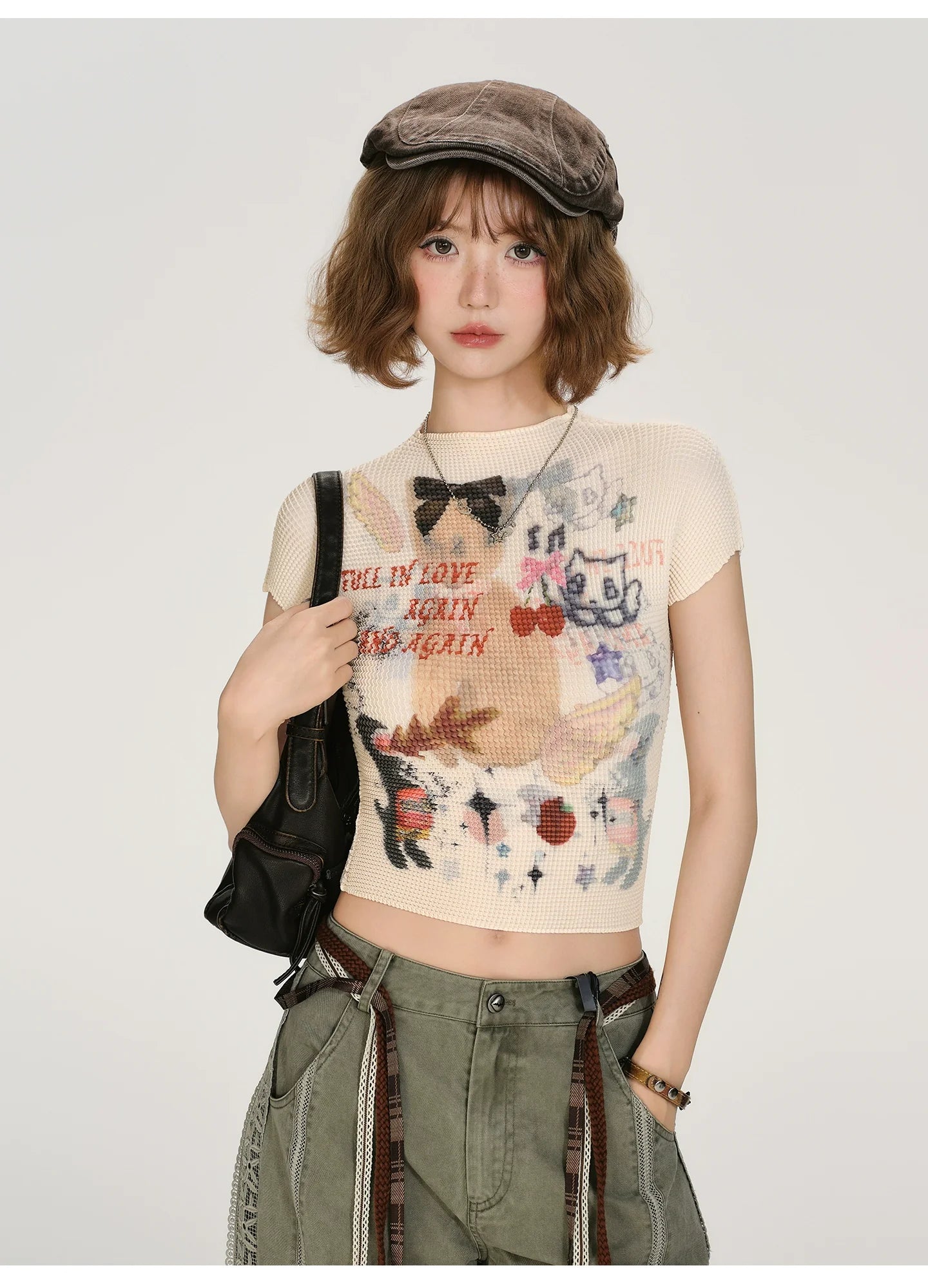Girlyhalo Vintage Y2K Print Cropped T-Shirt