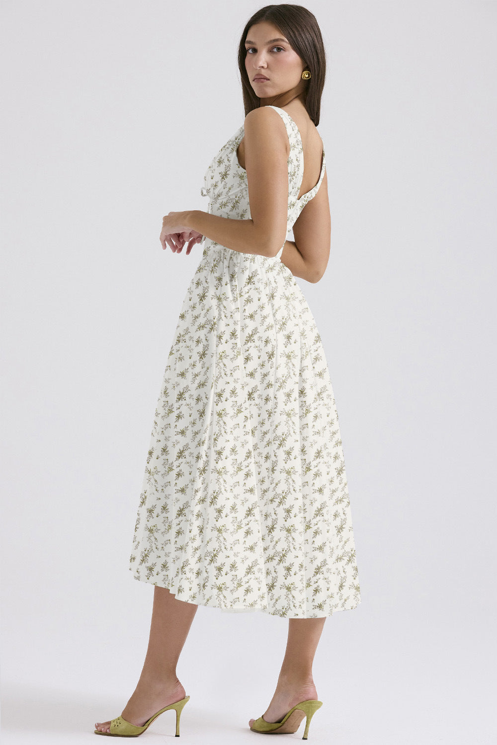 Elegant V-Neck Print Maxi Dress