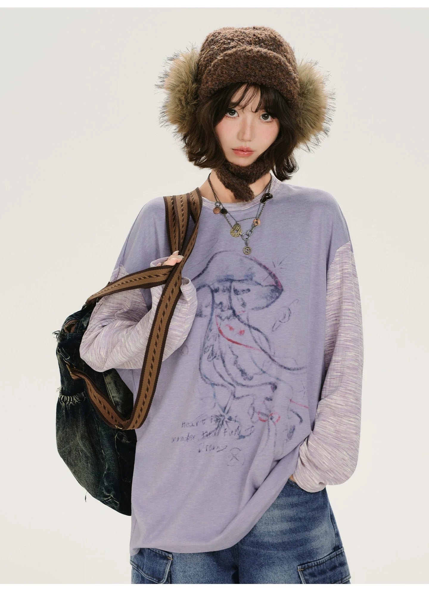 Girlyhalo Retro Color-Block Jellyfish Print Long Sleeve T-Shirt