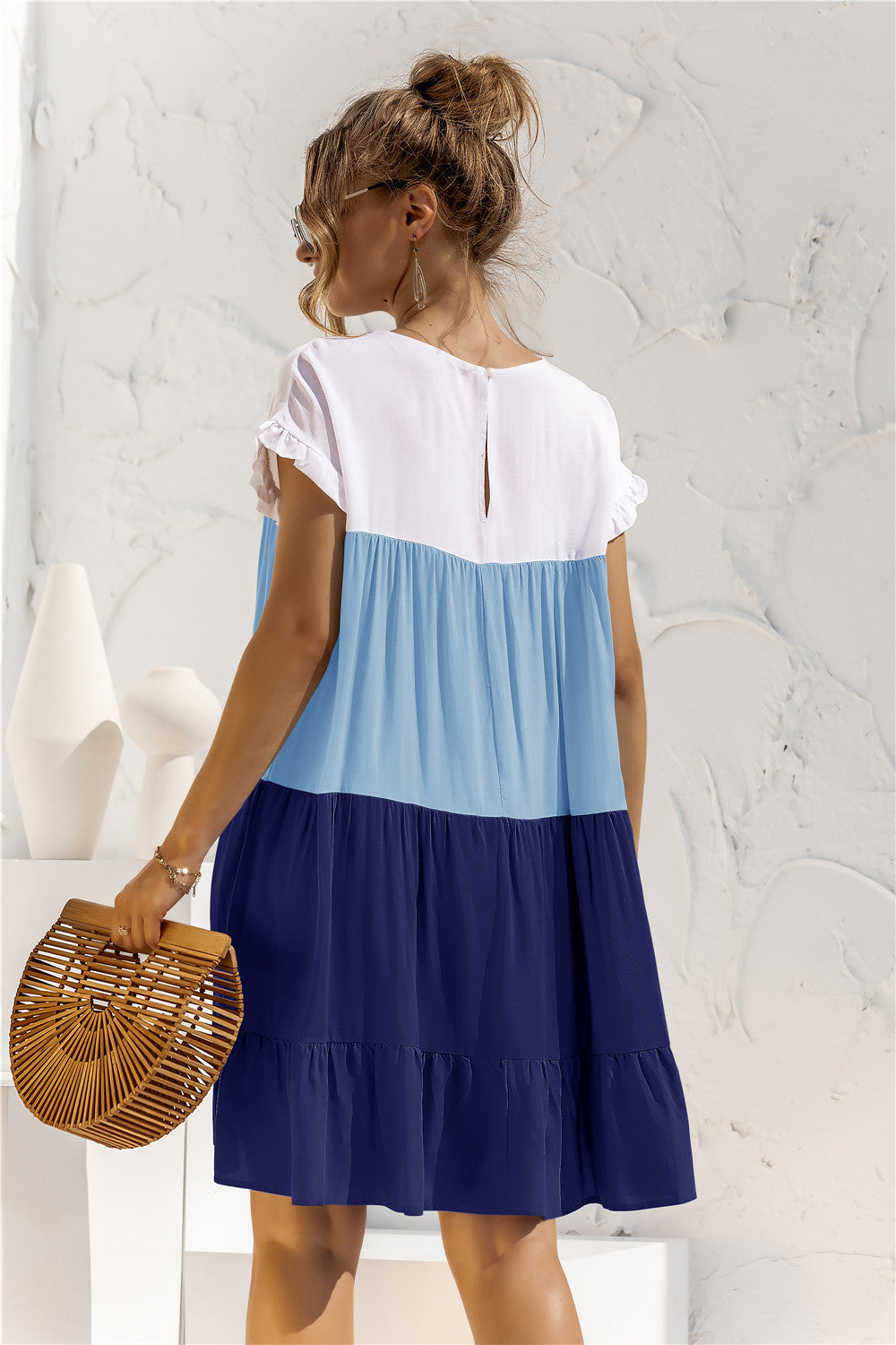 Summer Color Block Loose Fit Short Dress
