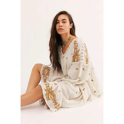 Bohemian Romantic Summer Doll Dress with Exquisite All-over Embroidery