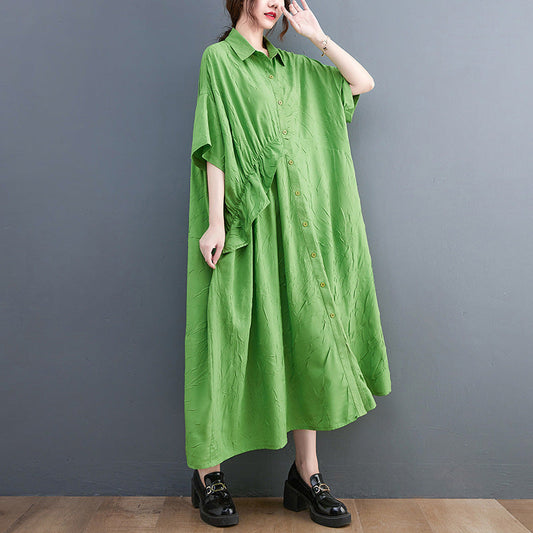 Summer Ruffled Plus Sizes Midi Shirts Dresses-Dresses-Free Shipping at meselling99