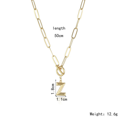 Bridesmaid Gifts Alphabet Necklace Golden Hip-hop Necklace  26 Letter Pendant Necklaces