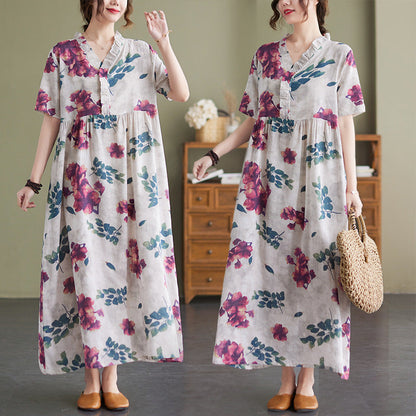 Women Summer Linen Plus Sizes Long Cozy Dresses-Dresses-The same as picture-L-Free Shipping at meselling99