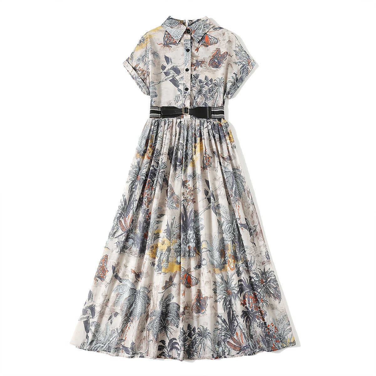 Women's Summer Dress – Slim Fit, Mid-Length, Short Sleeve,
