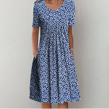 Plus Size Women's Floral Print Short Sleeve Dress