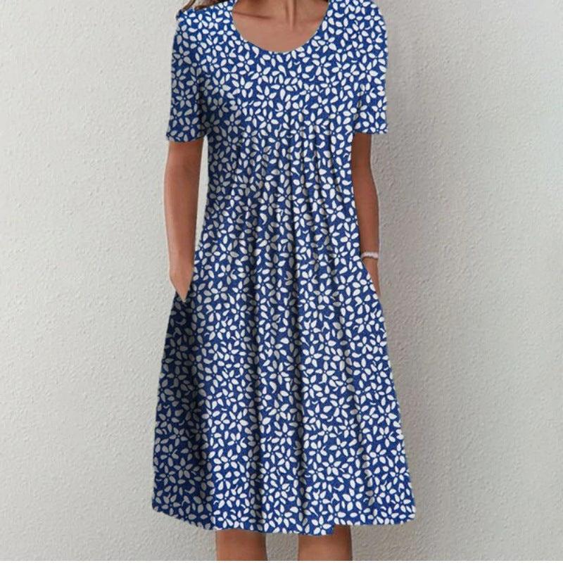Plus Size Women's Floral Print Short Sleeve Dress