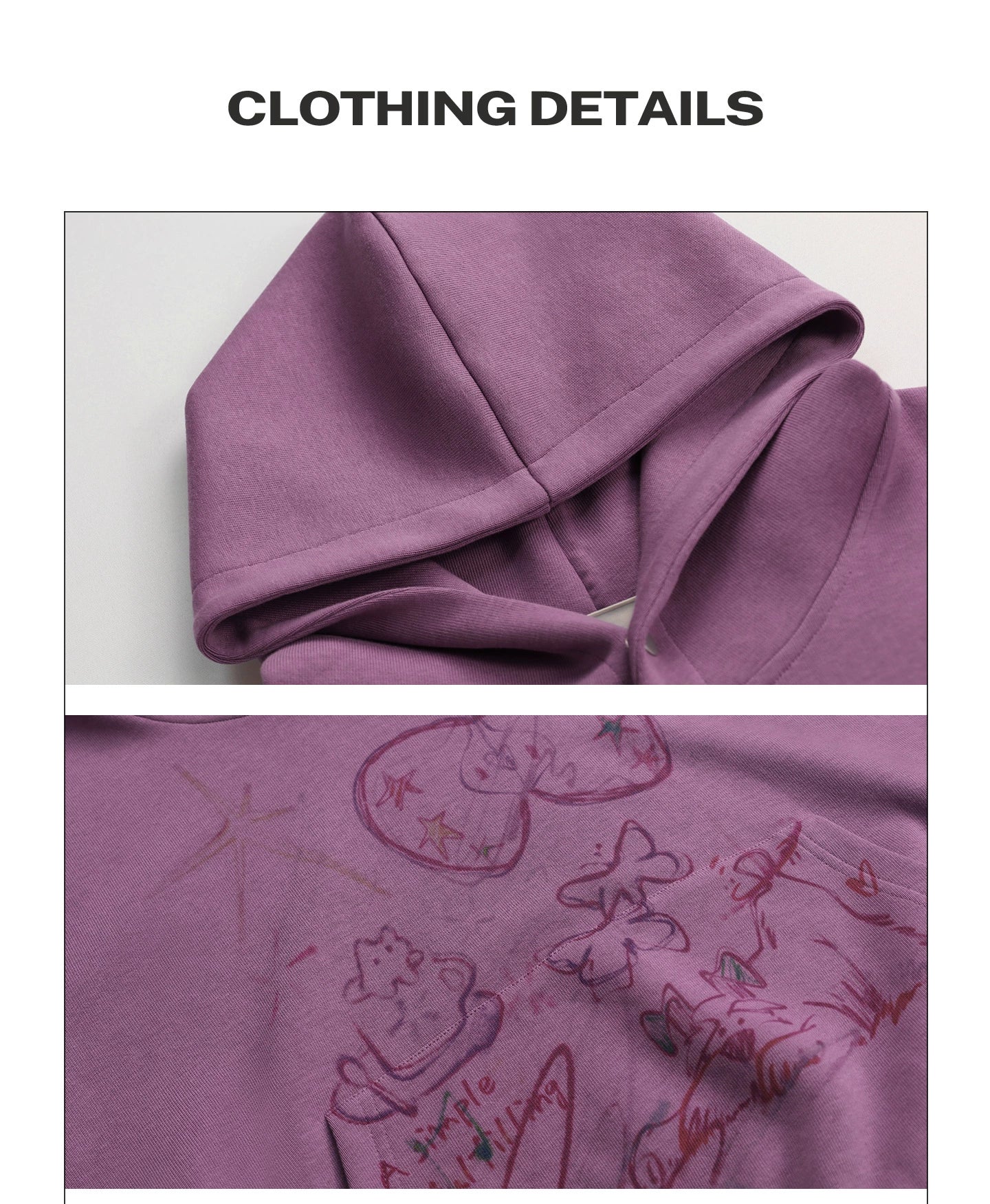 Girlyhalo Retro Print Distressed Hooded Long-Sleeve Sweatshirt