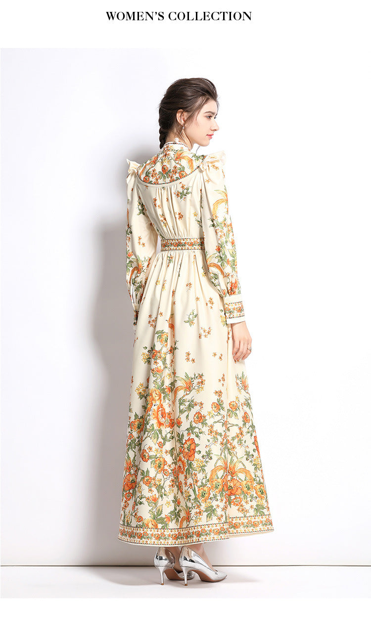 Vintage Designed V Neck Hand Made Long Sleeves Dresses
