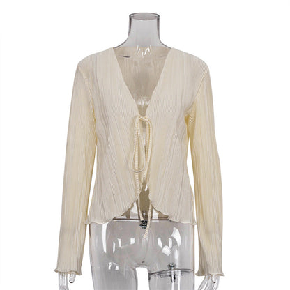 Summer Sexy Crop Top with Flared Sleeves Blouses