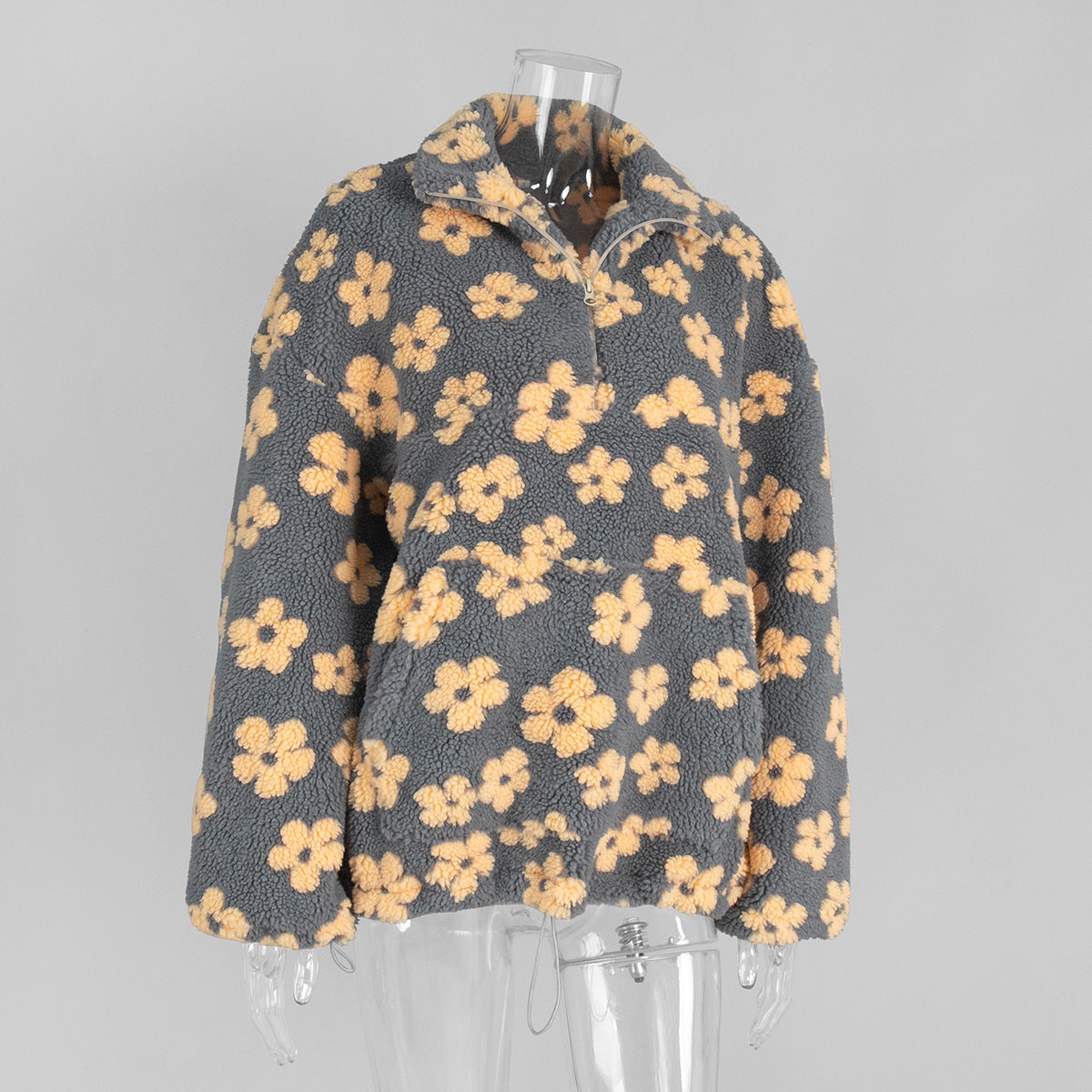Women's Floral Print Sherpa Hoodie