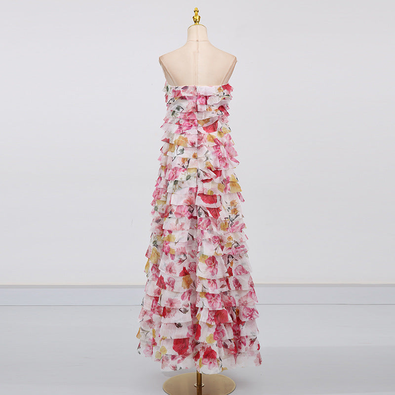 Elegant Off-Shoulder Ruffle Bustier Maxi Dresses