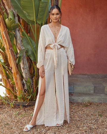 Rosales Striped High Rise Slit Pants