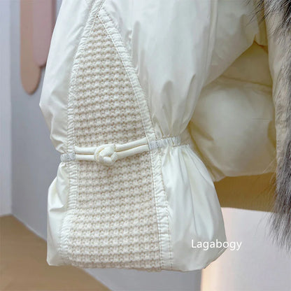 Winter Women Faux Fur Collar Short  Down Coat