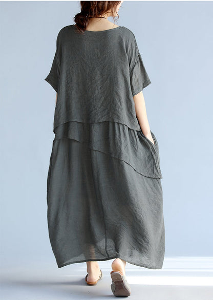 Plus Sizes Summer Women Linen Long Dresses-Dresses-Free Shipping at meselling99
