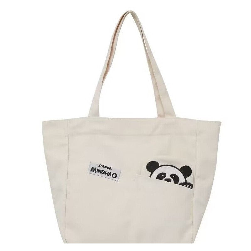 Large Capacity Canvas Shoulder Bag With Cute Cartoon Print
