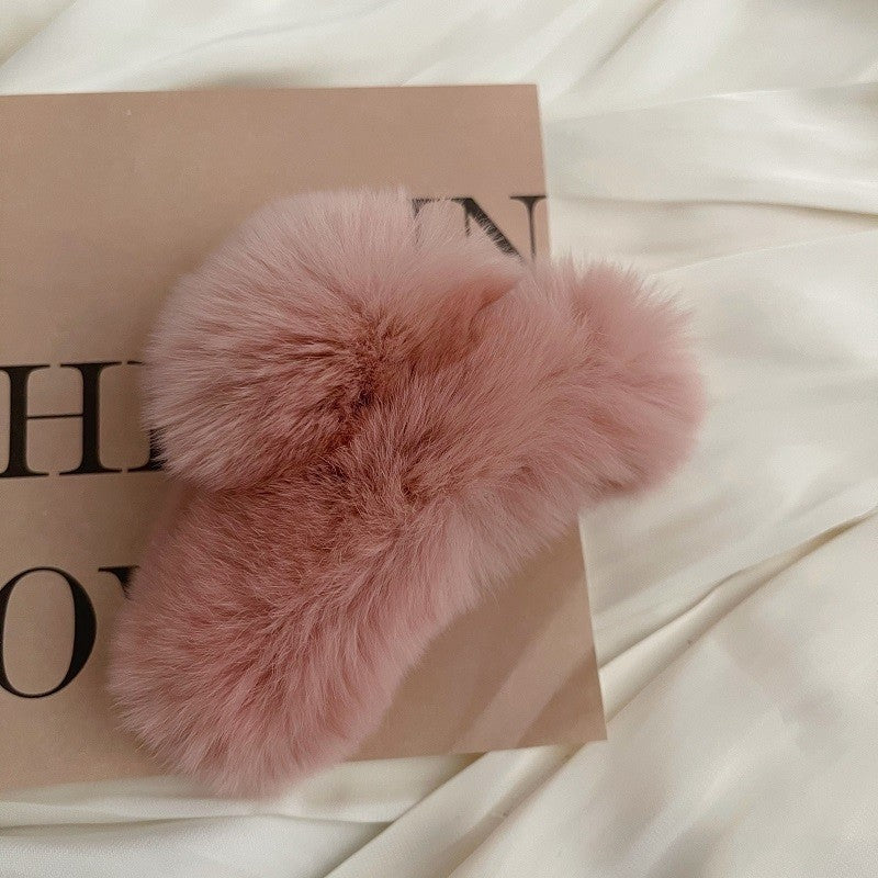Fashion Solid Furry Hair Claw Clip