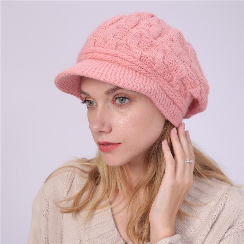 Solid Color Cable Knitted Cap