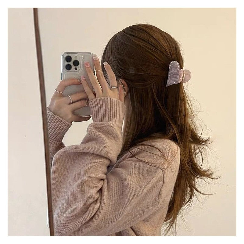 Rhinestone Heart Shaped Hair Claw Clip