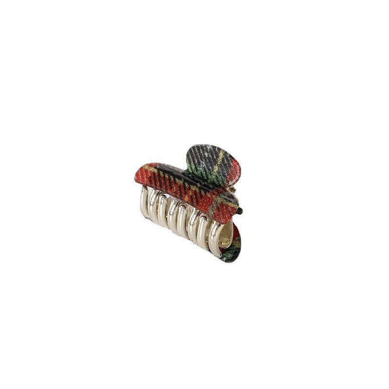 Plaid Print Small Hair Claw Clip