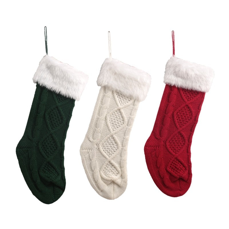 Knitted Wool Sock Gift Bag Christmas Decoration